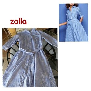 Zolla Blue Striped Shirt Dress ❤️